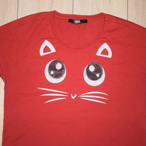 Karl Lagerfeld T shirt women size L used, red