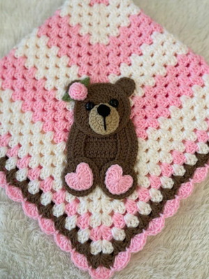 Knitted baby blanket made to order with animal design