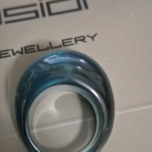 Resin rings new, size 55, transparent and blue, set of 2