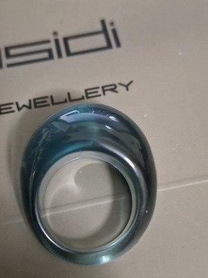 Resin rings new, size 55, transparent and blue, set of 2