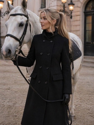 Black classic mid-length Zara coat used, size XS