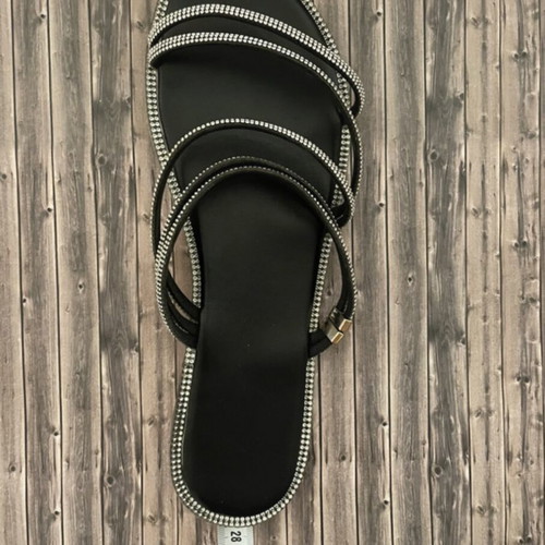 Flat sandals black with strass size 41 like new