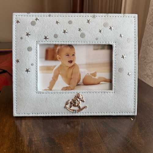 Children's photo frame with stars in soft blue, like new