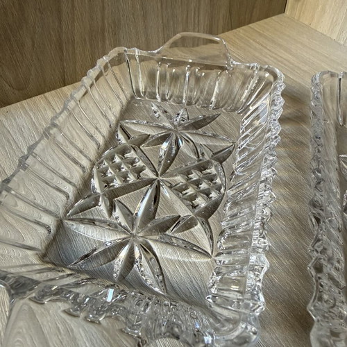 Glass serving plates, set of 2, vintage style