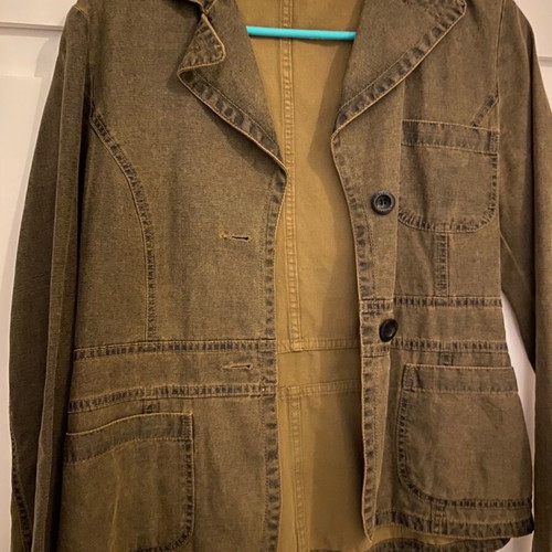 Sisley denim jacket like new, classic brown fitted