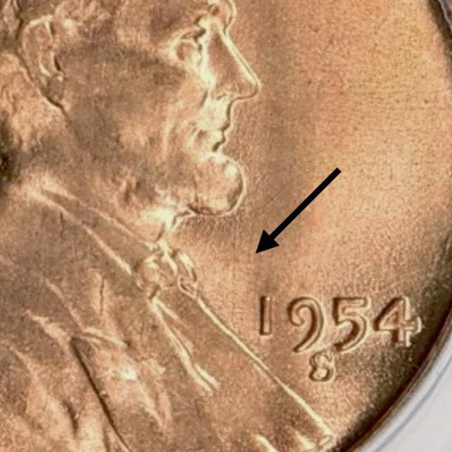 1 cent USA 1954 certified, rare double die error coin