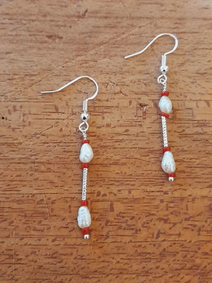 Silver earrings with pearls new, 925 silver