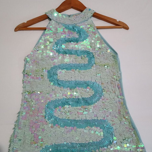 Sequin blouse turquoise like new, size S
