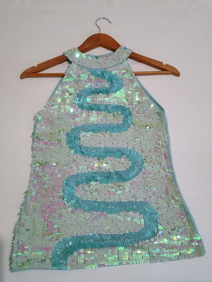 Sequin blouse turquoise like new, size S