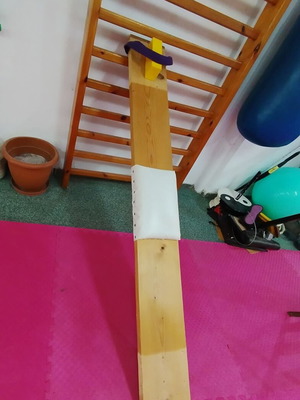 Abdominal bench like new with metal bases and canvas seat