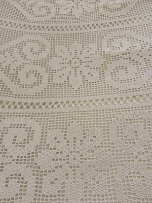 Handmade white double crochet blanket new, vintage style with lace edges