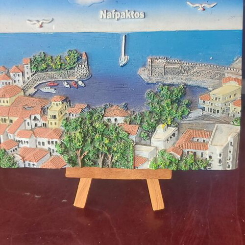 Souvenir frame with stand and hook, Nafpaktos 2000, new
