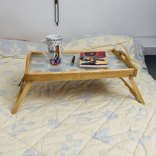 Wooden bed tray with folding legs like new