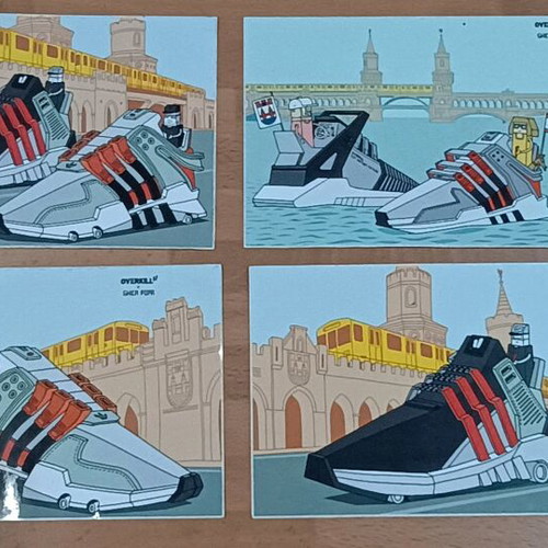 Adidas Overkill 4 stickers like new, card postal size