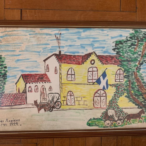 Drawn painting used Larisa railway station 1922