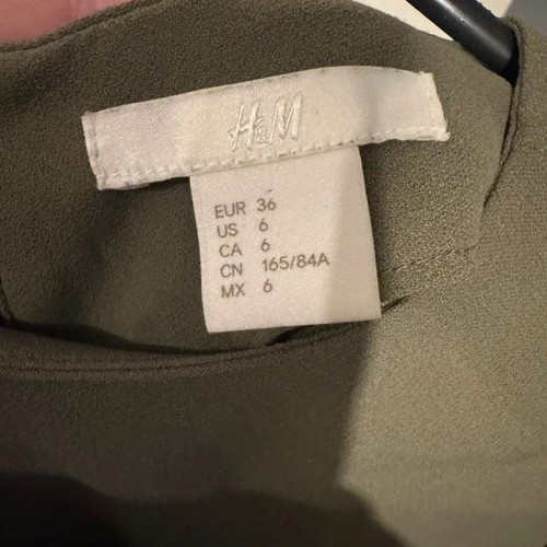H&M khaki green shirt dress with zip collar, size 36/S