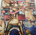 Signed poster by Georgios Derpapas used, surrealist art 1989