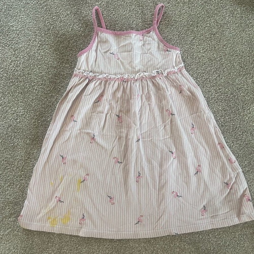 Girls' dress used 4-5 years old, pink with yellow stain