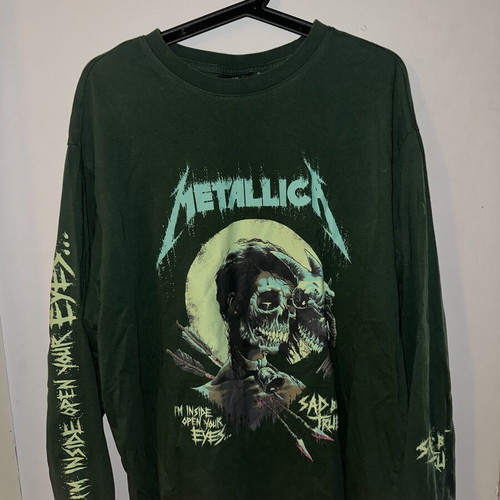 Metallica long sleeve shirt, green, H&M, size M