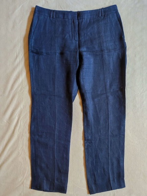 Weekend Max Mara λινό παντελόνι Cigarette άριστο, σκούρο μπλε, μέγεθος 40