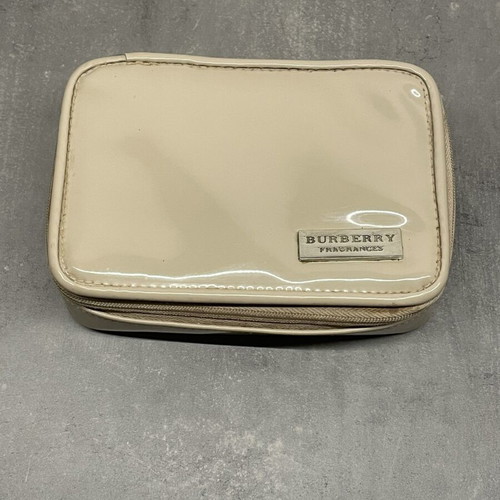 Burberry toiletry bag with mirror, beige and silver