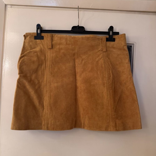 Zara beige leather skirt new, size XL with broken zipper