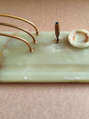 Vintage desk set from onyx and solid brass used 1940–50