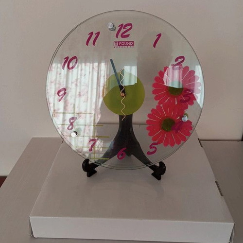 TFOUND ARTCLOCK wall clock with pink gerbera flowers