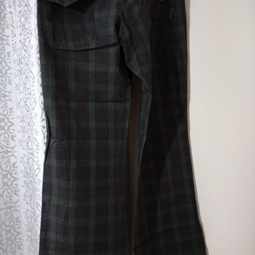 Attrattivo women's fabric pants used, plaid, slim fit, low rise