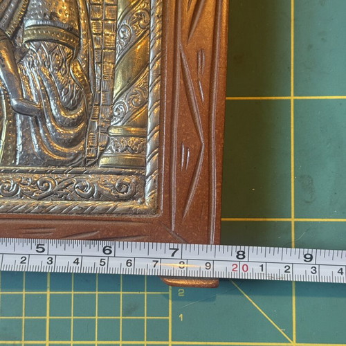 Silver Icon Panagia Axion Esti 950 in Wooden Frame 19x27 cm like new