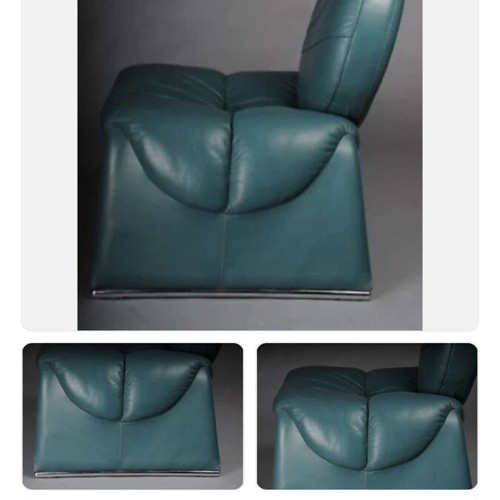 Saporiti C35 Calypso Lounge Chair like new, turquoise leather