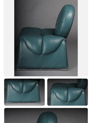 Saporiti C35 Calypso πολυθρόνα lounge σαν καινούργιο, τιρκουάζ δέρμα