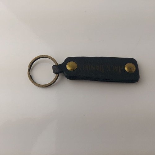 Jack Daniel's Whiskey collector keychain black leather used