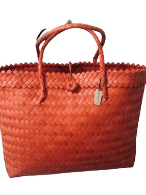 Mad Hat Κόκκινη Ψάθινη Τσάντα Θαλάσσης Καινούργια