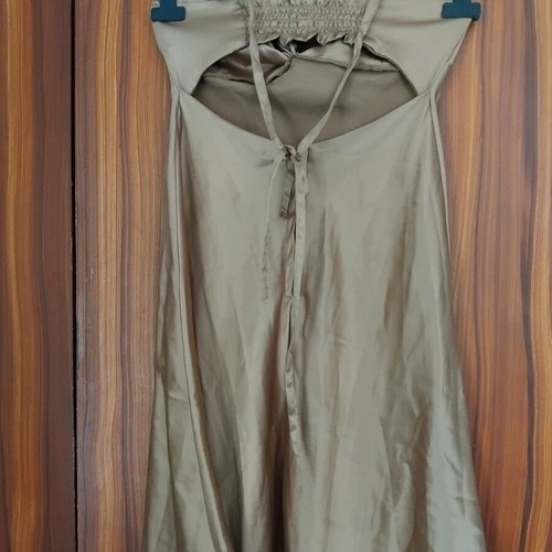 Halterneck midi satin dress gold like new