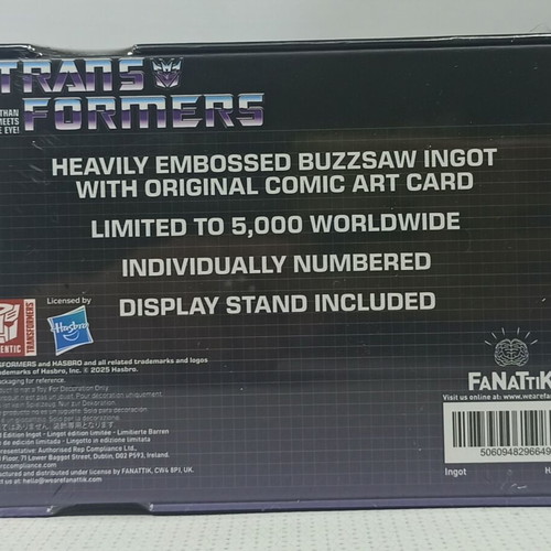 Fanattik Transformers G1 Soundwave Buzzsaw Cassette Replica limited 5000 pcs