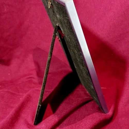 Metal photo frame 23x18 cm used, minimal design silver gray