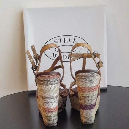 Steve Madden women's platform espadrille sandals size 39 used, tan