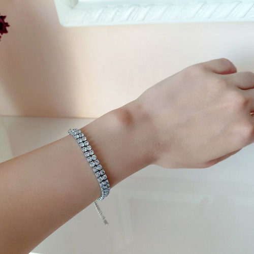 Stainless Steel Tennis Bracelet new with zirconia, adjustable 11-22 cm