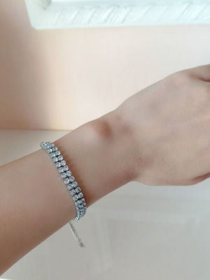 Stainless Steel Tennis Bracelet new with zirconia, adjustable 11-22 cm