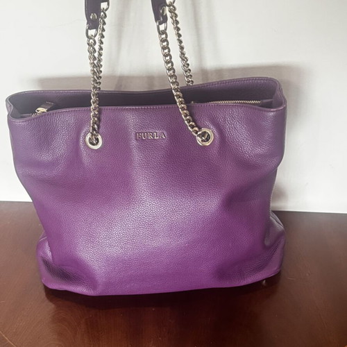 Furla Tote bag like new with chain handles purple
