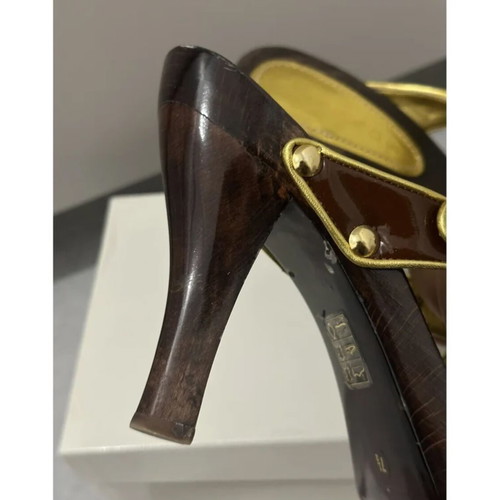 Casadei wooden heel like new, brown women's pumps size 37.5