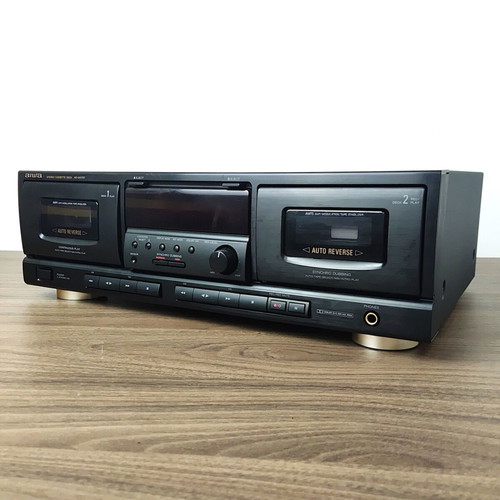Aiwa AD-WX727E Vintage Double Cassette Deck used, auto reverse, black