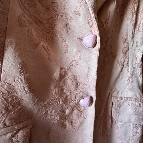 Pink jacket coat with embossed floral pattern like new