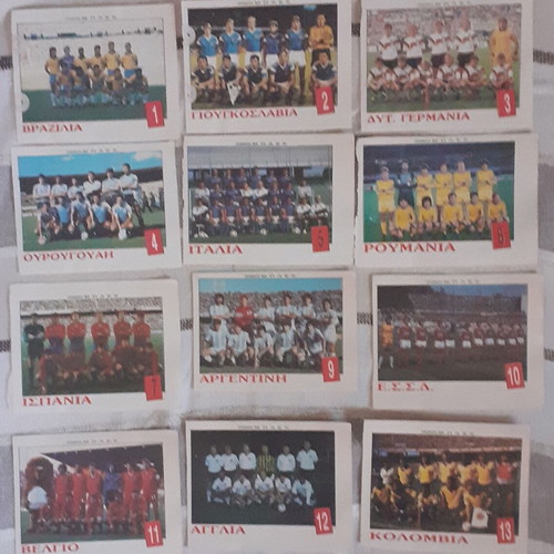 World Cup 1990 football team stickers collection, retro 23/24 teams