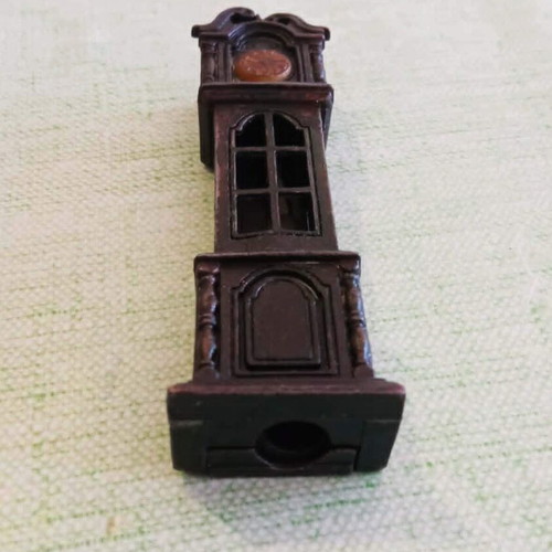 Vintage Metal Grandfather Clock Miniature Used, Made in Hong Kong 70s-80s