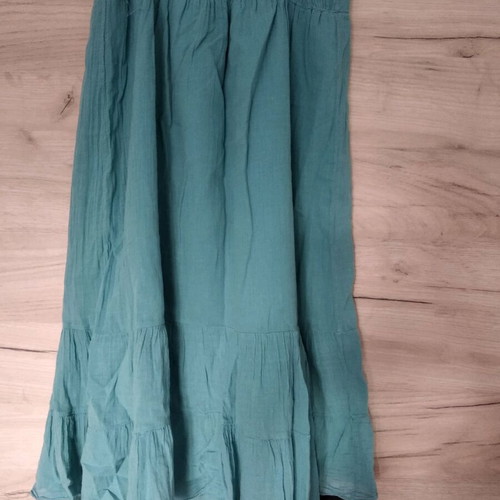 Blue summer dress used with knit chest and ruffle hem