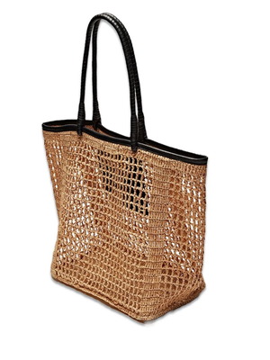 Τσάντα Massimo Dutti από ραφία και δέρμα σαν καινούργια