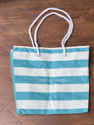 Moroccanoil Beach Bag shoulder type, new, striped with rope handles