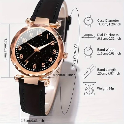 Watch and bracelet set new with leather strap and rhinestones
